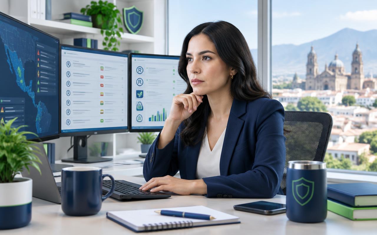 Especialista monitoreando alertas para la vigilancia de marcas registradas